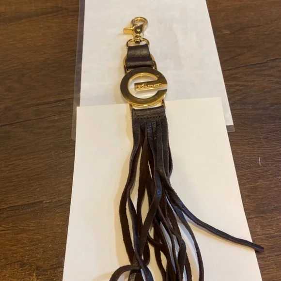 VINTAGE Y2K RED BY MARC ECKO BROWN LEATHER TASSEL TRIGGER KEY FOBPURSE FOB